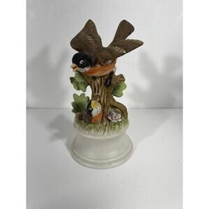 Royal Crown Vintage Birds Music Box Mama Baby Bird On Branch On Off Switch‎ RARE